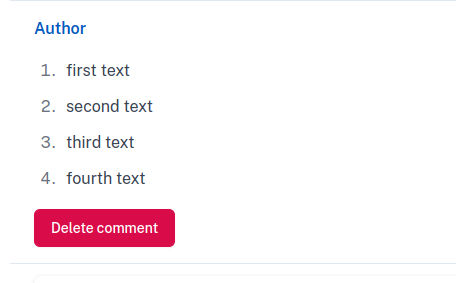 Rendered ordered list tag